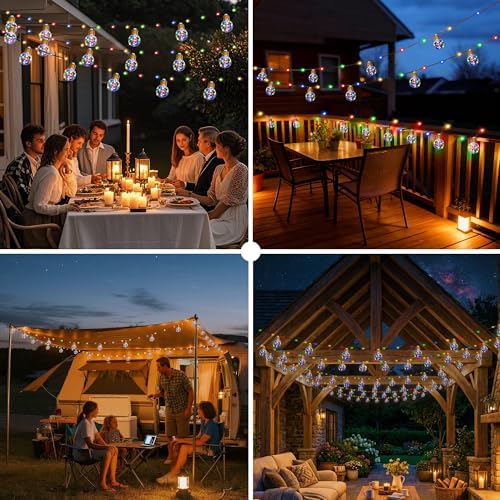 MERRIMAX M Solar String Lights Outddor, 257LEDs 25Ft Solar Powered Fairy Lights with 20 G50 Bulbs, 8 Modes Waterproof Solar Patio Lights Outside for Fence Camping Porch Balcony Decor (Multicolored) - Image 3
