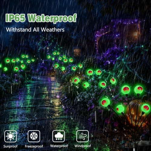 EEW Solar Halloween Decorations Outdoor 6 Pack 36 LED Eyeball Lights Green - Image 5