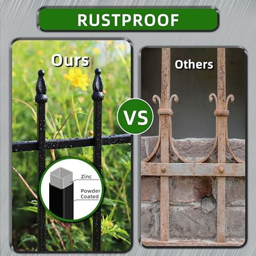 Decorative Metal Garden Fence 11" x 12', Small Fence Border with Stakes - Image 4