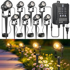 Plug and Play Low Voltage Landscape Lighting Kit, 8-Pack Wired Landscape Lights with Transformer, Warm White Waterproof Outdoor LED SpotLights for Yard, Garden, Pathway, Tree by ROLANCHE