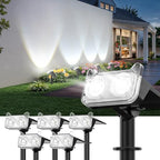 LETMY Solar Spot Lights Outdoor Waterproof with Bigger LED, 6 Pack Auto ON/OFF 135°Adjustable Solar Lights Outdoor, 2-in-1 Wall Lights & 2 Modes Landscape Spotlights for Tree Yard Pathway Garden Decor by Letmy