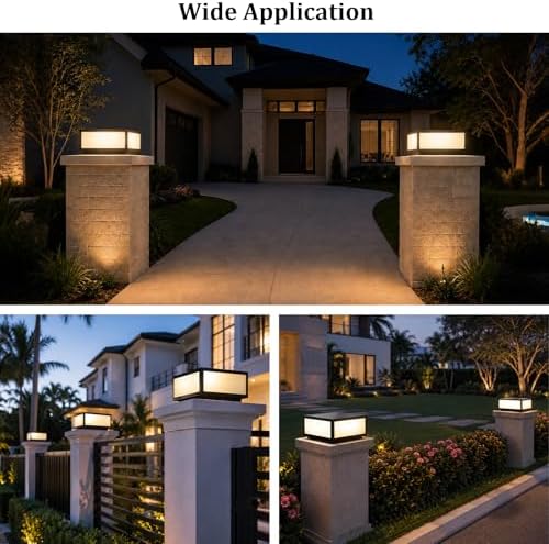 9.84 Inch Outdoor Column Lights, Black Square Pillar Post Light for Outside - Image 6