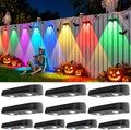 Solar Fence Lights Outdoor Waterproof,9 Modes Color Changing Solar Powered Deck Lights,12H Runtime Optical Lens Lighting for Halloween Christmas Decorations,Patio/Wall/Backyard/Garden/Step(10 Pack) by Unknown