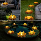 AIINY Solar Light Outdoor(2Pack), Art Crackle Globe Glass Lotus Decoration, Solar LED Waterproof Metal Flower Lights for Patio,Lawn,Walkway,Tabletop - Image 6
