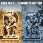OLOMA Sitting Throne Gargoyle Concrete Garden Statue Winged Demon Sculpture Gothic Outdoor Decor Yard Art Cement Guardian Ornament Handmade Fantasy Garden Accent - Image 3