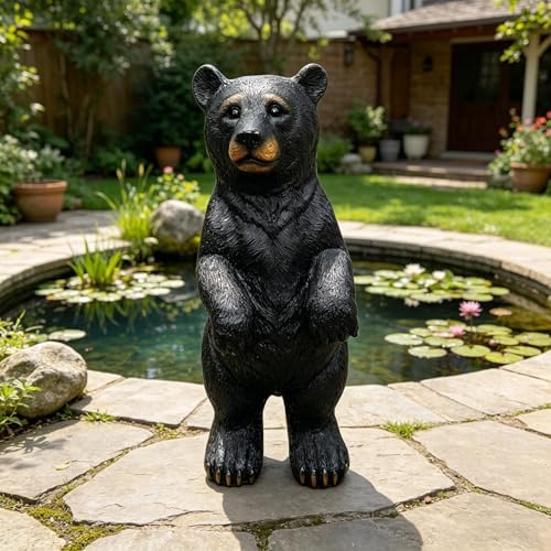 20" Resin Black Bear Statue, Outdoor Weatherproof Figurine, Standing Bear, Funny Gift, Rustic Cabin, Yard, Lawn, Patio & Garden Decor by Unknown