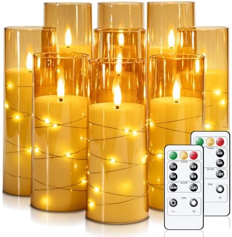 Raycare 9 Pcs Flameless Battery Operated Pillar Candles with Remote Timer by Raycare