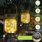 Mlambert 4 Pack Solar Hanging Mason Jar Lights with Stakes Bundle with 1 Pack Solar Mason Jar Lights Lid (No Jars) - Image 5