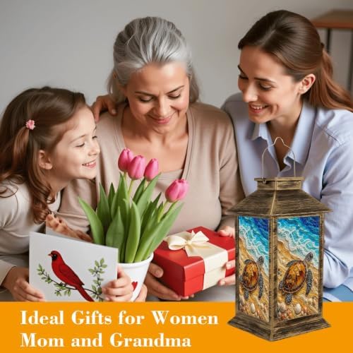 Solar Lantern Colorful Mosaic Sea Turtle Outdoor Waterproof Garden Hanging Lantern Solar Powered Lighting Outside Solar Light for Patio Yard Camping, Gifts for Women Mom - Image 7