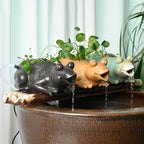 Ceramics Waterfall Frog Statue Fountain with Water Pump, Garden Pond Spitters, Automatic Circulation Water Landscaping Ornaments for Ponds, Patio and Courtyard(Yellow) - Image 3