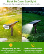 Solar Spotlights Outdoor Waterproof IP65, 3 Lighting Modes Outdoor Solar Spot Lights for Yard Pathway Landscape, Cold White, 2 Pack - Image 2