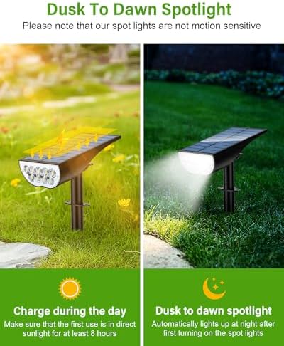 Solar Spotlights Outdoor Waterproof IP65, 3 Lighting Modes Outdoor Solar Spot Lights for Yard Pathway Landscape, Cold White, 2 Pack - Image 2