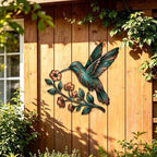 Hummingbird Metal Sign Floral Wall Art Rustic Plaque for Garden Porch Home Decor Heavy Duty Waterproof Indoor Outdoor Ornament (24 INCH) - Image 4