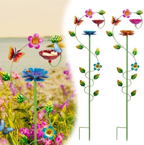 Bee Watering Station for Garden, Colorful Double-Flower Bee Bath by Retyion
