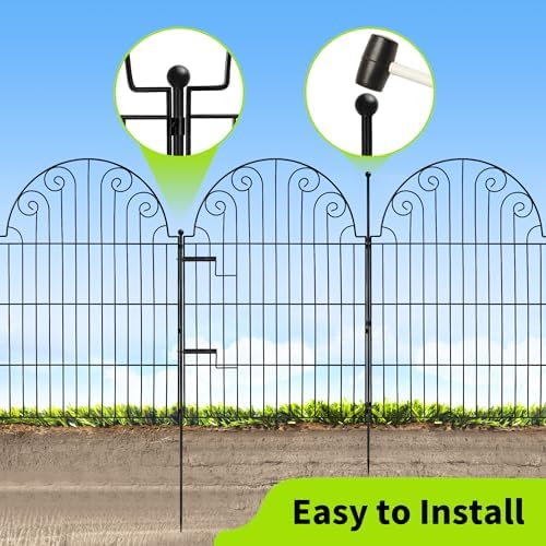 Garden Fence 10 Panels, 42 in H Above Ground, No Dig Metal Fence - Image 4