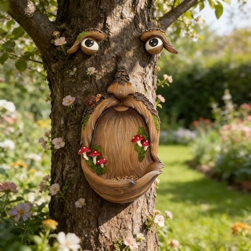 9.9" Tree Faces Decor Outdoor, Bird Feeder, Faces for Trees by Unknown