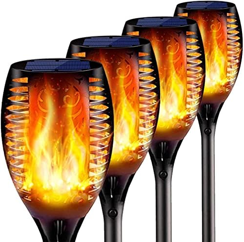 4 Pack LED USA Solar Torch Lights Outdoor Landscape Garden Pathway Light 43 inch 96 LED Waterproof Light with Flickering Flames with Auto On/Off Dusk to Dawn by Unknown