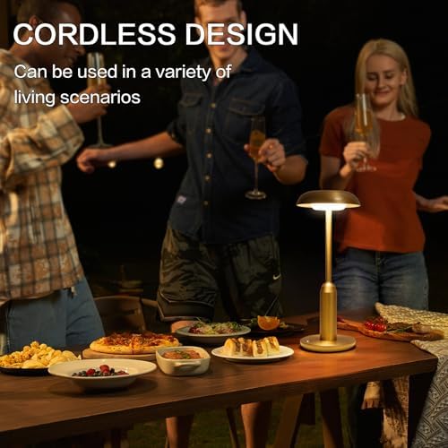 2 Pack Cordless Table Lamp, Rechargeable Table Light,Gold - Image 3