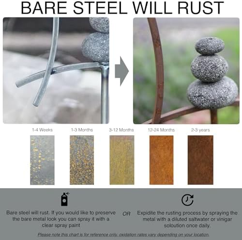 Aura Life Zen Garden Spinner Kinetic Wind Sculpture with Rock Cairn & Stake - Relaxing Outdoor Spinners for Yard and Garden - Handmade Outdoor Wind Art Vane Sculptures (Bare Steel) - Image 3