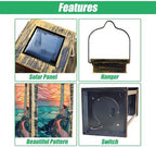 Solar Lantern Sunset Lighthouse Stained Glass Outdoor Garden Hanging Lantern Waterproof Solar Powered Lighting Outside Table Lamp for Deck Yard Camping Patio Decor - Image 3
