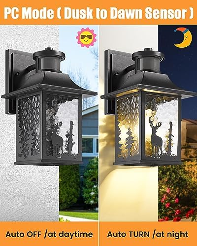 Motion Sensor Outdoor Wall Light Dusk to Dawn Porch Light Wall Mount - Image 2