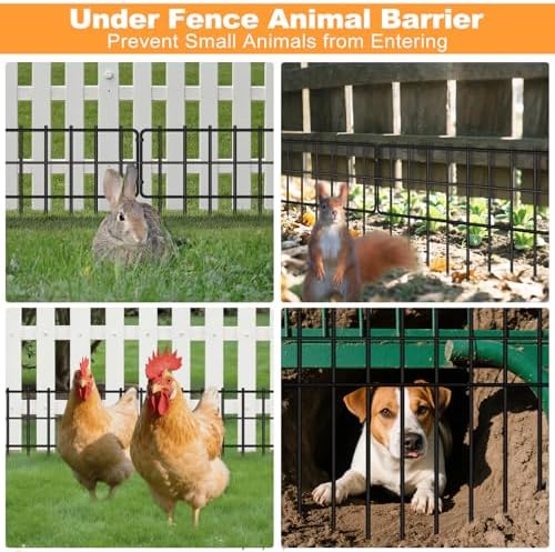 KYATE Garden Fence Animal Barrier, 46 Panels No Dig Fence 65.2ft(L) x13in(H), Rustproof Metal Defense Border, Dogs Rabbits Blocker Fence for Outdoor Yard & Patio - Image 5