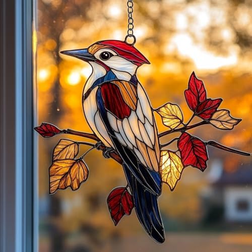 Red Woodpecker Acrylic Suncatcher by AVAGAN