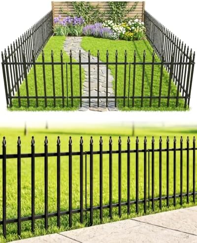 ARIFARO 5 Panels Metal Garden Fence 24" H x 24" W, Decorative Fence Panels by ARIFARO