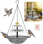 Solar Fountain for Bird Bath Outside, Garden Water Feature with Ground Stake Stand or Hanging Style for Patio, Yard & Lawn (A-XL-Gray) by Vioshon