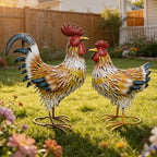 Metal Chicken Family Decor, Yard Rooster & Hen Ornaments, 2pcs - Image 7
