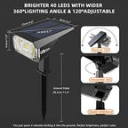 LEREKAM Solar Spot Lights Outdoor,40 LEDs Solar Outdoor Waterproof Landscape Lights with 3 Light Modes, Solar Powered Garden Yard Wall Lights Auto On,Off for Patio 8 Pack - Image 6