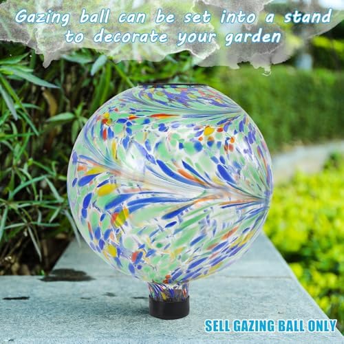 VCUTEKA Solar Gazing Ball, Glass Garden Globes for Outdoor Yard Decor, 10“ - Image 5