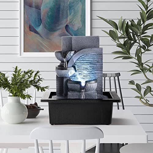 WICHEMI Water Fountains Indoor Waterfall Tabletop Fountain with LED Light - Image 3