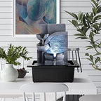 WICHEMI Water Fountains Indoor Waterfall Tabletop Fountain with LED Light - Image 3