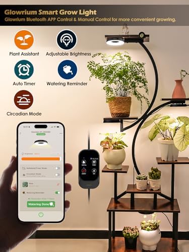 GLOWRIUM Smart Full Spectrum LED Grow Light for Indoor Plants (Black 6PCS) - Image 2