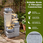 Giantex 4-Tier Water Fountain Outdoor, 23 Inch Cascading Bowls Waterfall Fountain with Warm LED Lights & Pump, Outside Zen Water Feature for Patio, Balcony, Deck, Garden, Yard Decor - Image 5