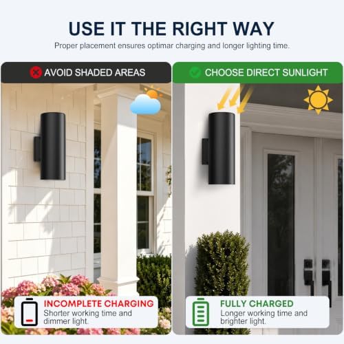 Solar Wall Lights Outdoor, Up & Down Modern Sconce Lights 2 Pack - Image 4