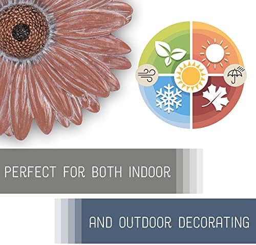 NAT & Jules Gerbera Daisy Flower Shaped Dimensional Indoor Outdoor 12 inch Cast Resin Decorative Garden Stepping Stone, Patio, Walkway Sculpture Yard Art, Terracotta - Image 4