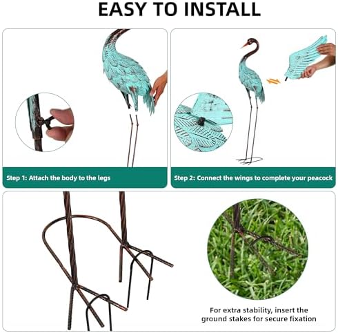 48" Blue Heron Statues Outdoor, Extra-Large Sandhill Crane Decor - Image 4