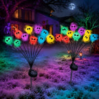 JUSTUP 2PCS Halloween-Themed Solar-Powered LED Lights, IP55 Waterproof Outdoor Lawn Lighting with 10-LED Chips, Spooky Ambience Garden Decor for Gardens Lawns & Halloween Parties (Multicolor) by Justup