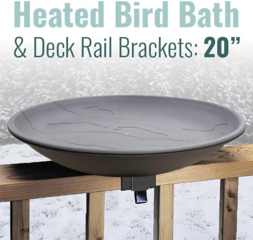 Wild Bird Lover's Heated Bird Bath w/Deck Rail Brackets, 20" - Image 2