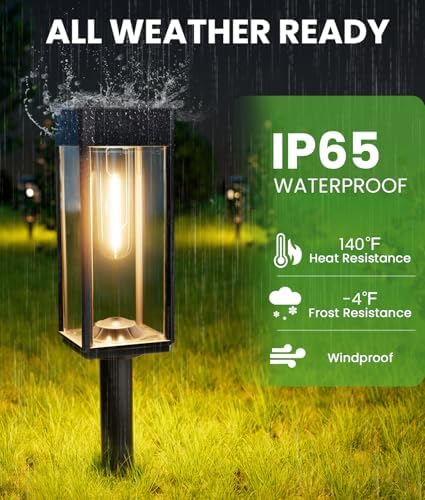 BITPOTT Garden Pathway Lights Solar, 4 Pack, 3 Heights, Warm White, IP65 - Image 5