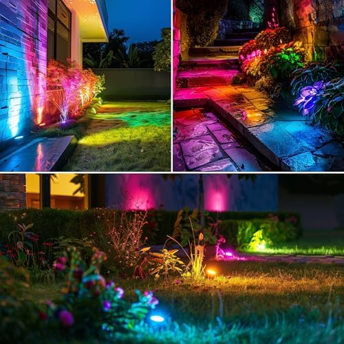 Banord RGBW Color Changing Outdoor Landscape Lighting, 8 Pack Low Voltage LED Outdoor Spotlight with Remote, IP65 Waterproof for Yard, Garden, Lawn - Image 6