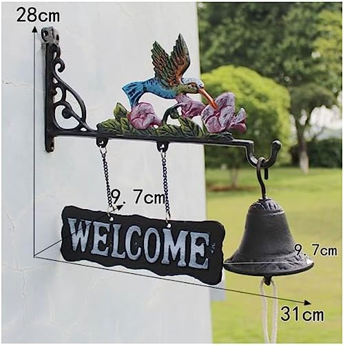 Outside Door Decoration Hanging Hand Bell, Cast Iron Dinner Bell, Antique Style Farmhouse Wall Mounted Decoration for Outside - Image 2