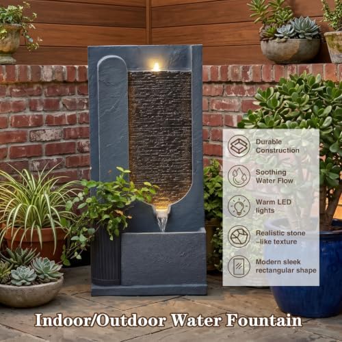28H Modern Indoor/Outdoor Water Fountain with Soothing LED Light - Image 3