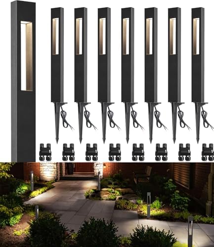SUNVIE 3W LED Low Voltage Landscape Pathway Lights 3000K Black, 8 Pack by SUNVIE