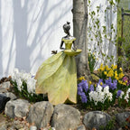 DiliComing Large Garden Fairy Statue Bird Feeder & Bird Bath - 23-Inch Resin Outdoor Yard Decor Angel Statue, Decorative Girl Sculpture for Garden, Lawn, Patio Yellow - Image 3