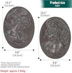 Sungmor Brown Cast Iron Wall Decor,Oval-shaped Classical Lady Relief Plaque - Image 3
