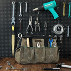 15 Inch Tool Bag, Heavy Duty Wide Mouth Water-Resistant Tool Bag, Tool Tote with Handle for Tools, Wrenches, Screwdrivers (15 X 7.8 X 11.5 inch) | ArmyGreen - Image 6