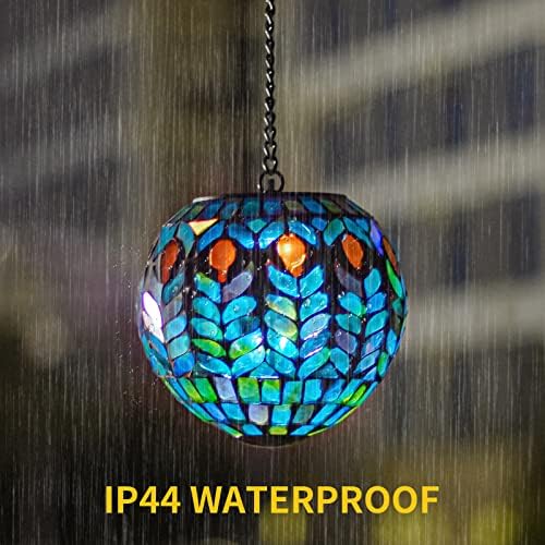 VCUTEKA Hanging Solar Lanterns, Colorful Mosaic Solar Lights Garden Decor - Image 4
